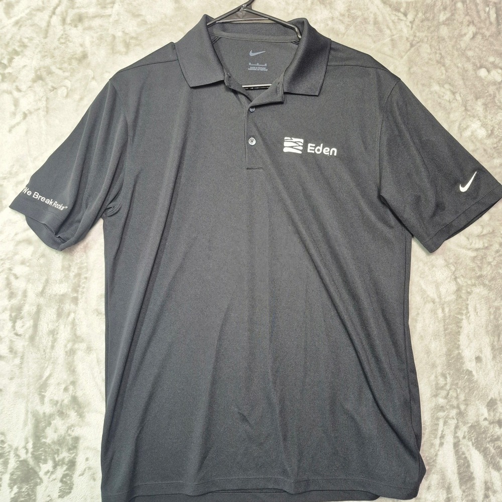 Nike Mens Eden We Break Rocks Short Sleeve Polo Shirt Black Size Medium